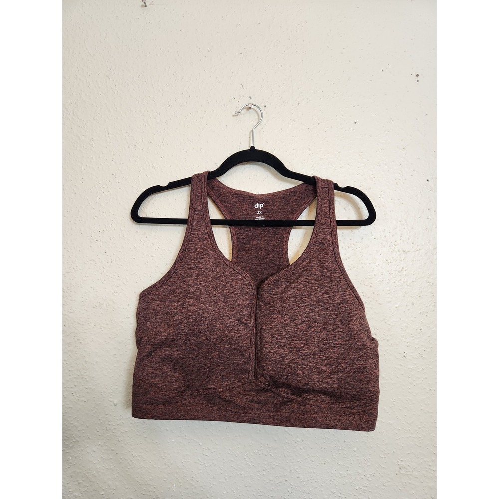 dip Women's Wireless Padded Racerback Sports Bra Brown Red Size‎ 2X